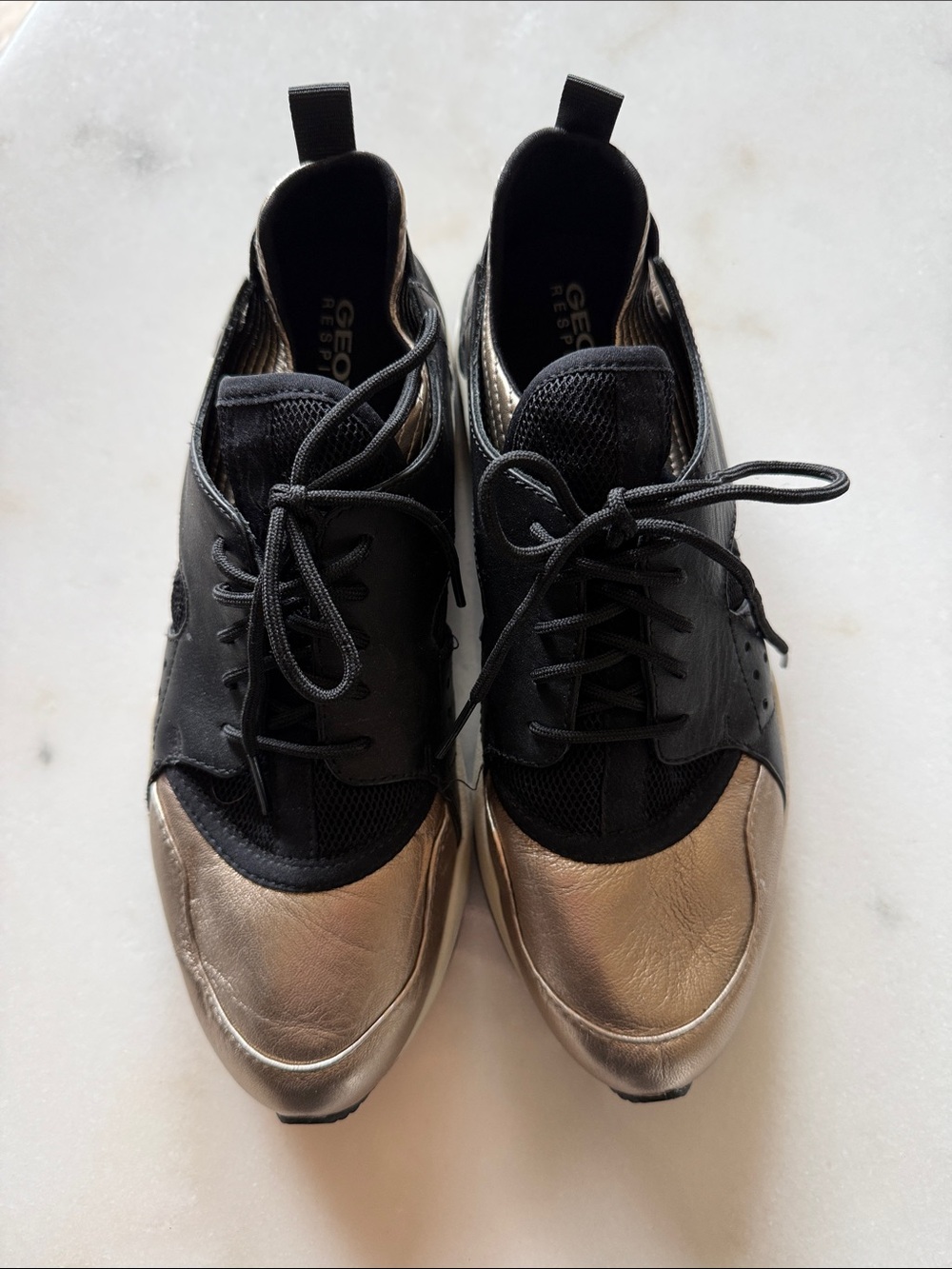Geox Black and Metallic Sneakers